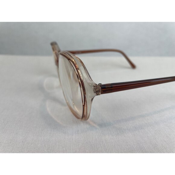 Vintage Clear & Brown Round Eyeglass Frames Full Rim - Picture 6 of 10